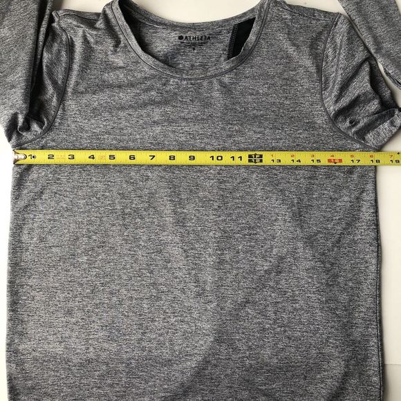 Athleta Shirt Women Small Gray Heather Thumb Hole Tulip Back Long Sleeve Top - Picture 11 of 11
